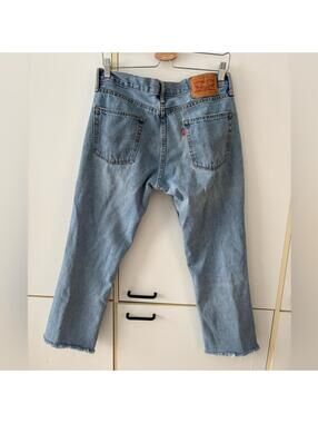 Levis 511 Light Wash Jeans W34 L32 Raw Hem Y2K Grunge Straight Leg Streetwear